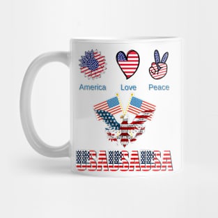 America USA Flag - America Love Peace Mug